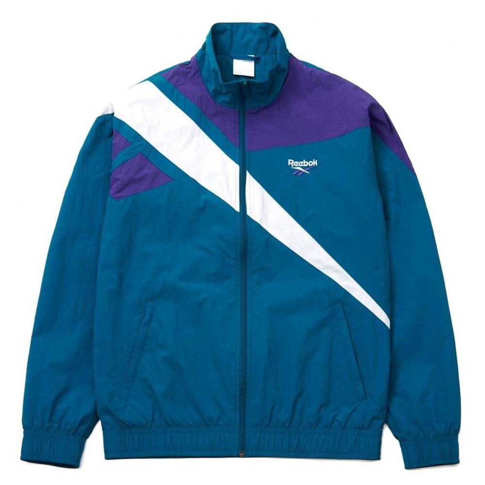 Reebok | Vector Track Top 
 Blue Purple Windbreaker with Retro Color-Blocking